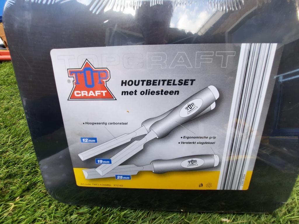 Top Craft Houtbeitelset met Olie Steen - Nieuw, Doe-het-zelf en Verbouw, Gereedschap | Handgereedschap, Ophalen of Verzenden, Nieuw