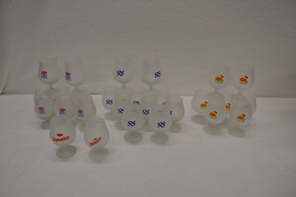 Grote partij Lipton Ice Tea glazen, Ophalen of Verzenden, Frisdrankglas