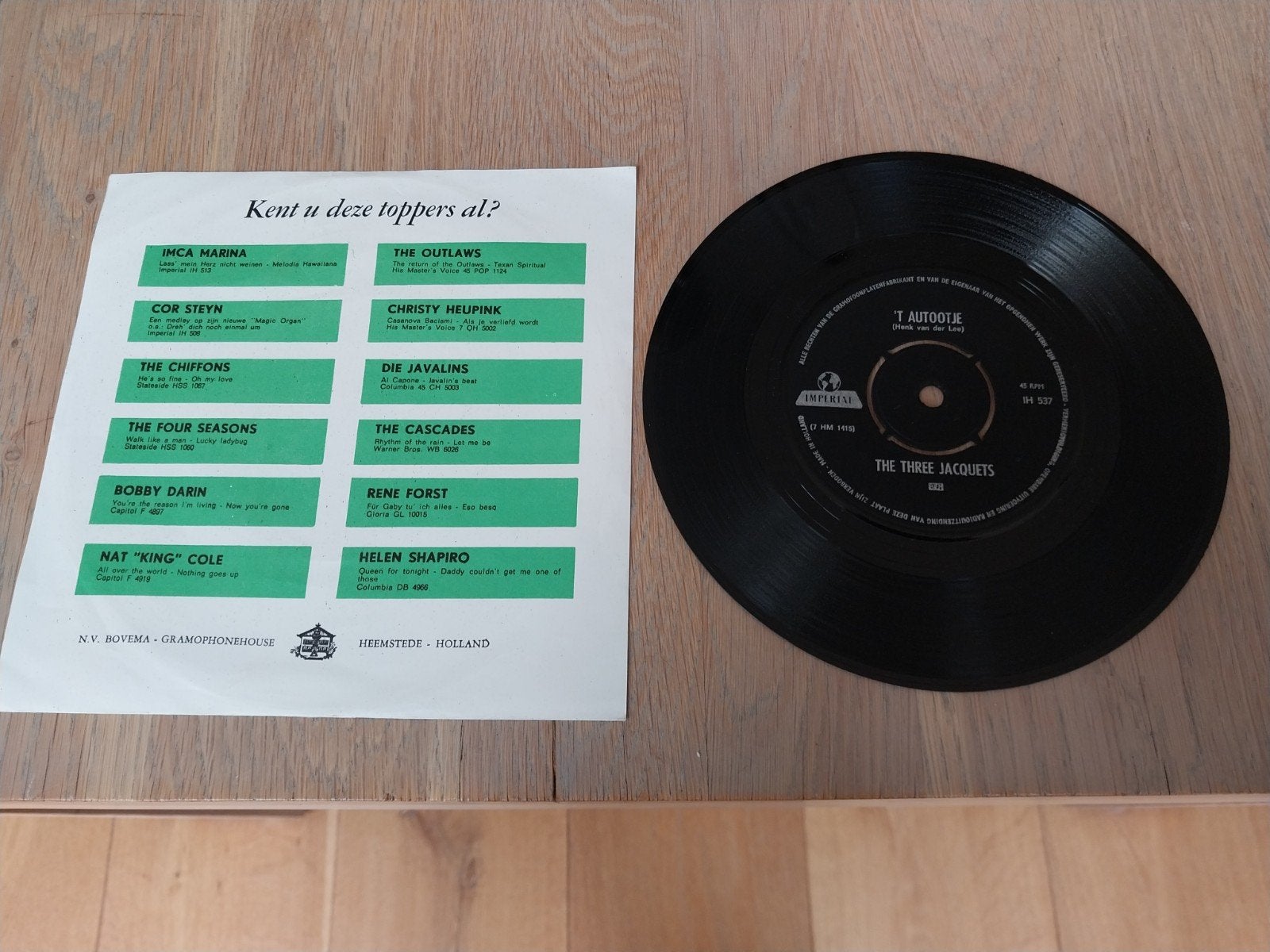 The Three Jacquets - We hebben zo gelachen / 't Autootje, Gebruikt, 7 inch, Single, Ophalen of Verzenden