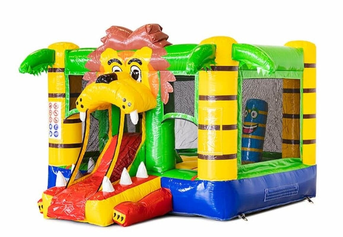 Te huur springkussen leeuw met glijbaan, Ophalen, Nieuw, Overige