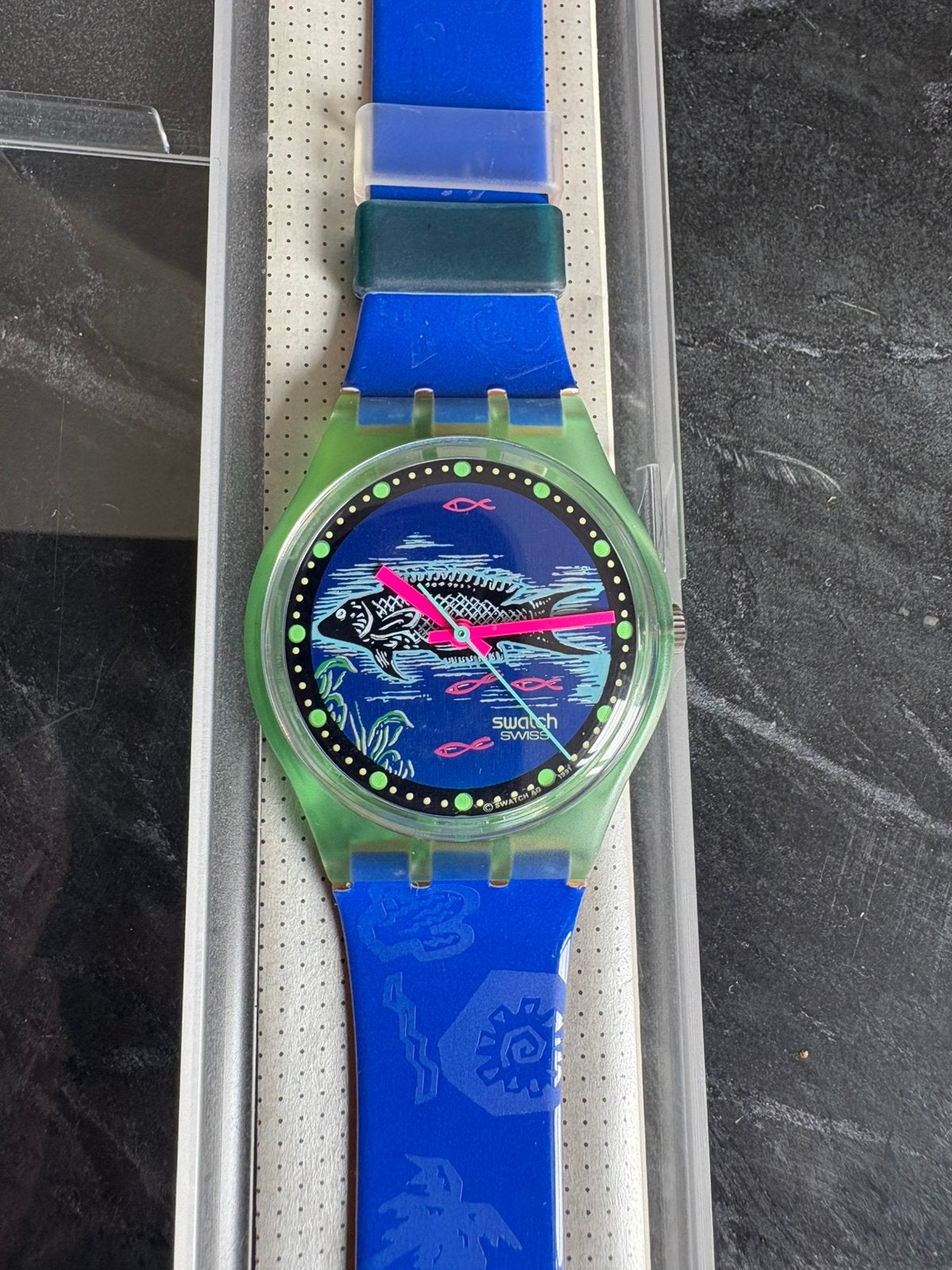 Vintage Swatch quartz horloge Frische Fische 1992 nieuw, Kunststof, Polshorloge, Swatch, Nieuw