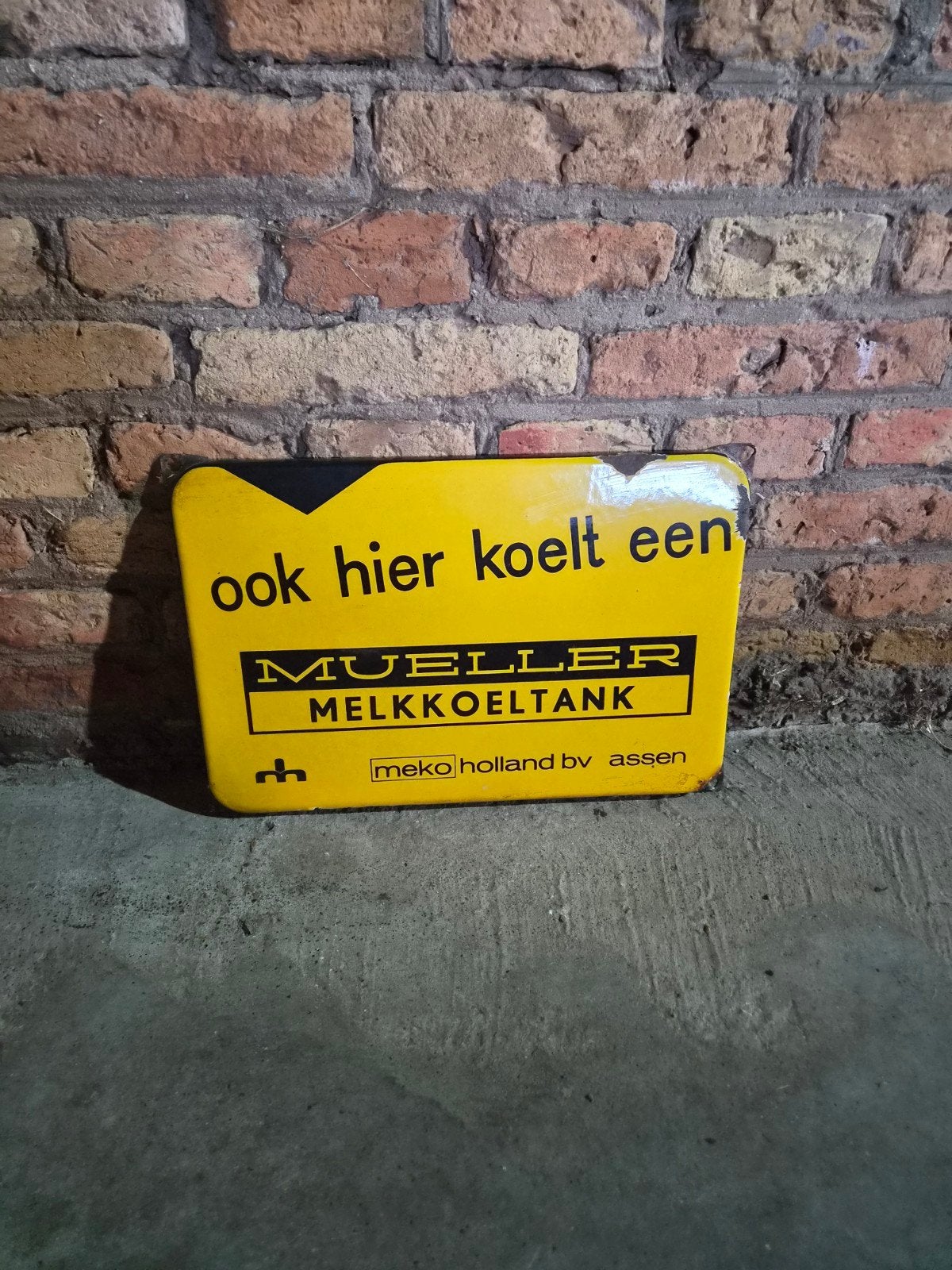 Mueller Melkkoeltank Emaille Reclamebord, Ophalen of Verzenden