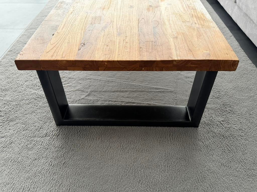Salontafel Romaro Teakhout Mix, Huis en Inrichting, Tafels | Salontafels, Ophalen, 50 tot 100 cm, Zo goed als nieuw, Metaal