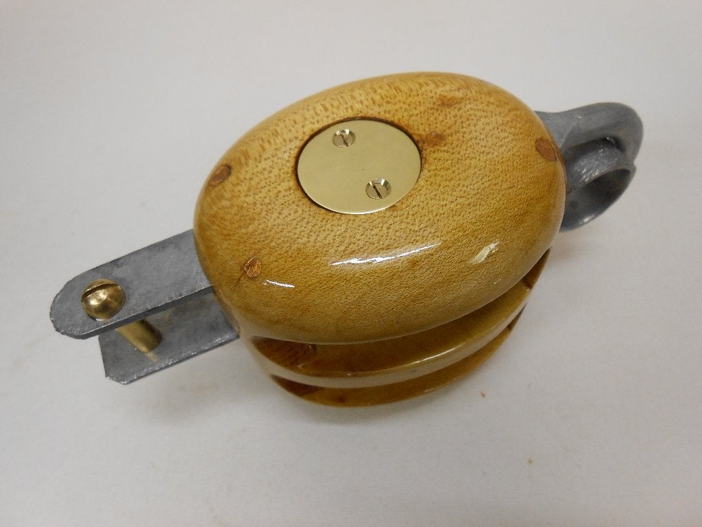 Houten Blok / Katrol, dubbelschijfs + hondsvot, 12 mm, 2 st, Ophalen of Verzenden, Nieuw, Lijn of Blok