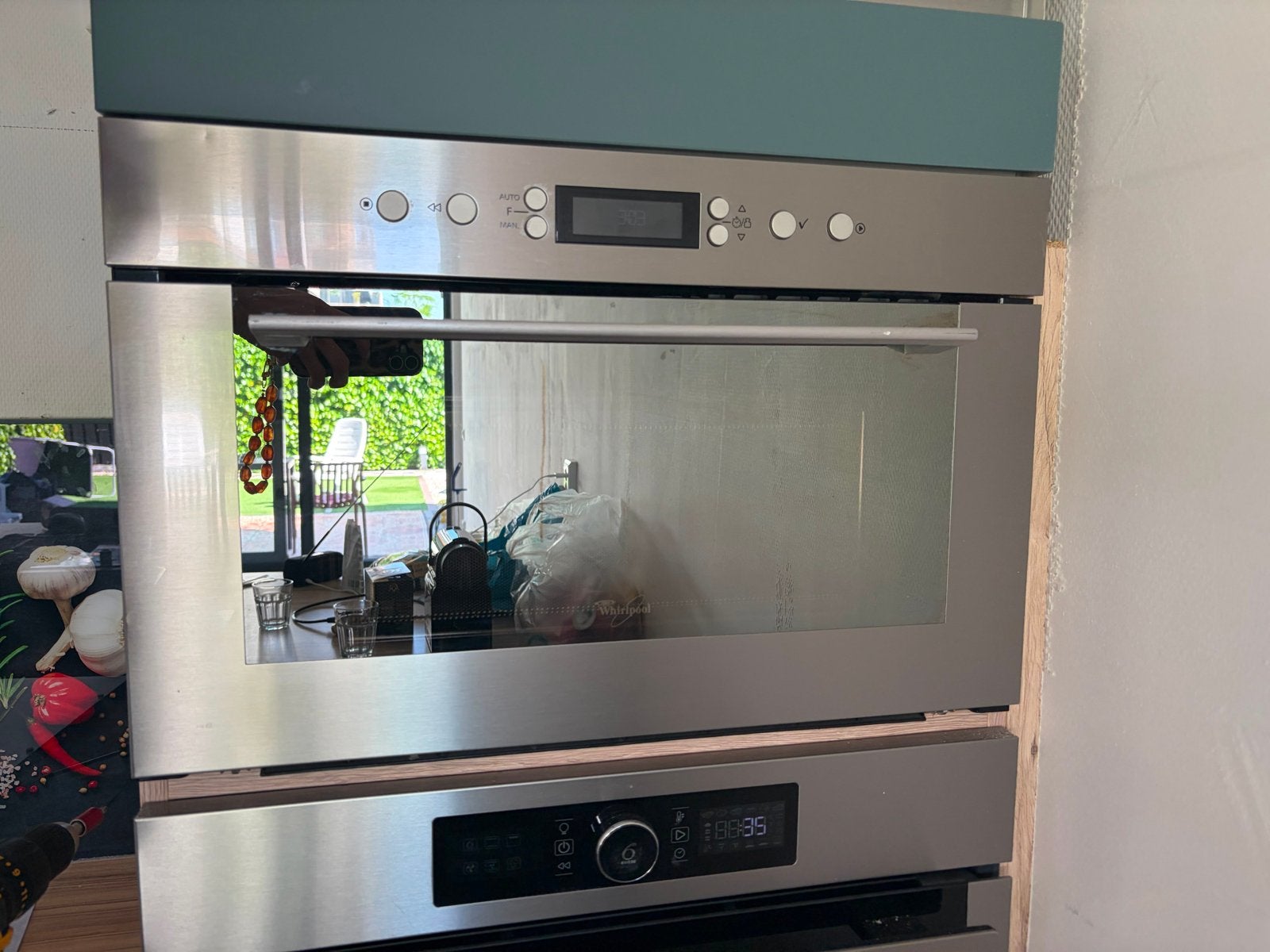 Whirlpool AMW 755/IX Inbouw Combi-magnetron RVS, Witgoed en Apparatuur, Magnetrons, Ophalen, Combimagnetron, Gebruikt, Inbouw