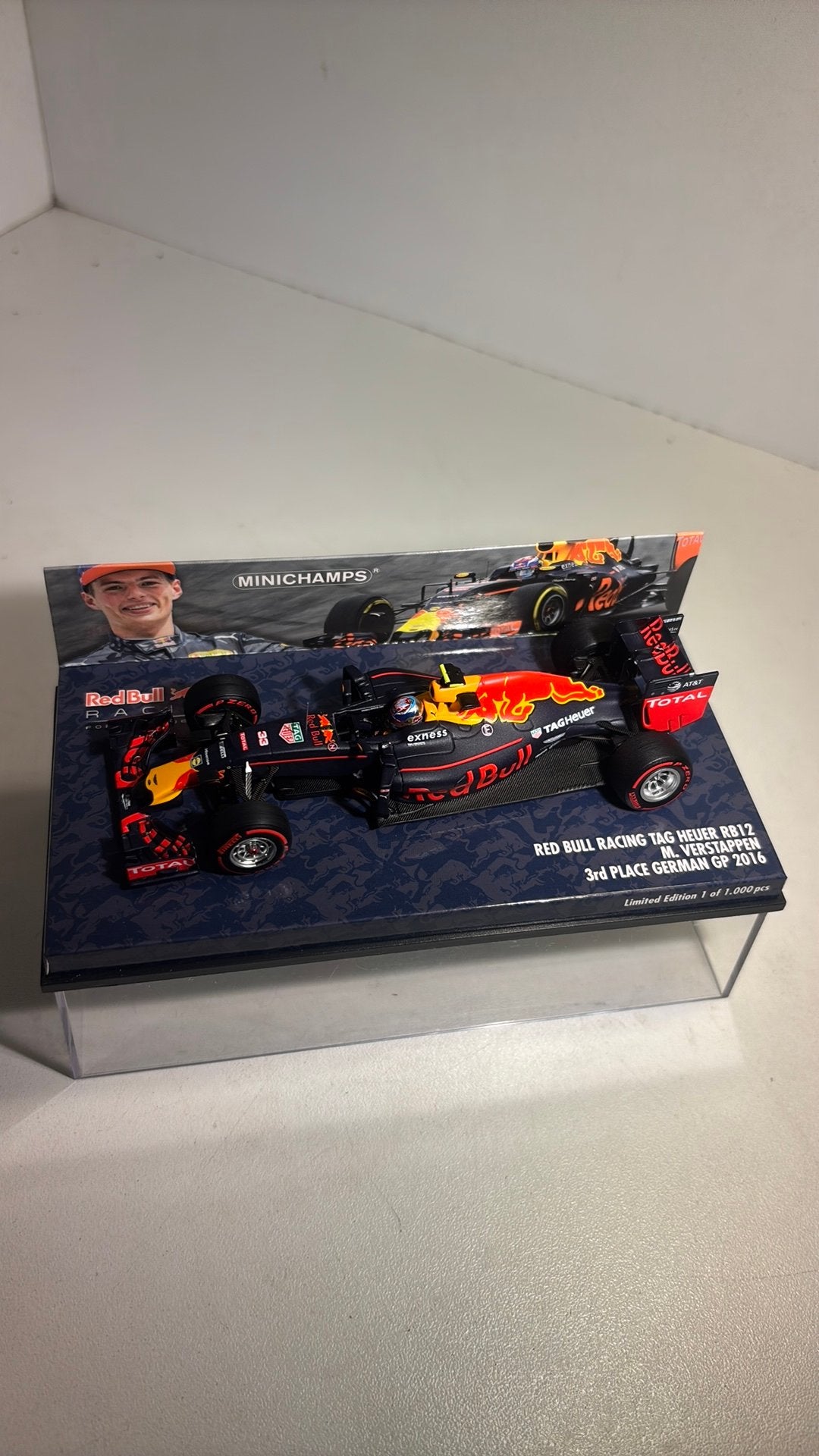 F1 red bull rb12 M.Verstappen 3r german 2016 minichamps 1.43, Auto, Ophalen of Verzenden, MiniChamps, A