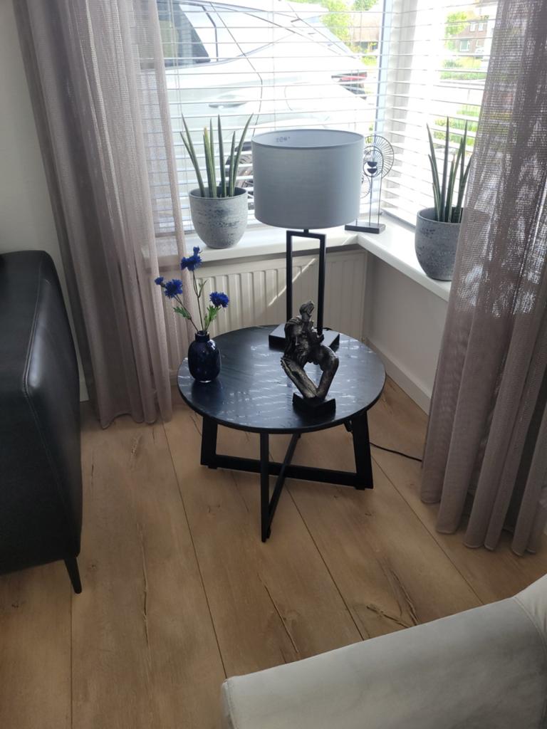 Bij-Boo bijzettafel zwart marmer 60 cm rond, Huis en Inrichting, Tafels | Bijzettafels, Ophalen, Minder dan 55 cm, Gebruikt, Rond