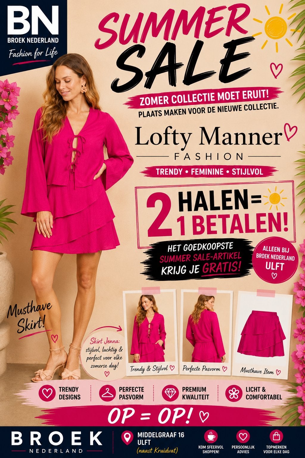 Roze Lofty Manner jurk - Zomer Sale, Maat 38/40 (M), Nieuw, Ophalen of Verzenden, Roze