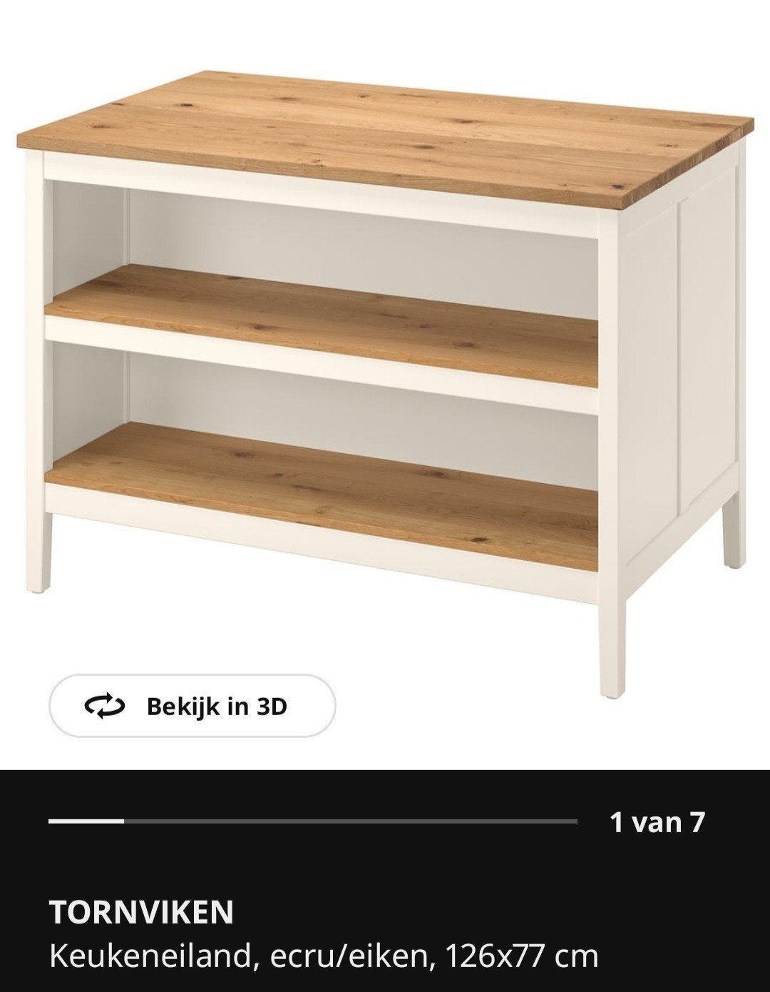 Foto 3 van IKEA Tornviken keukeneiland met 2 Ingolf barkrukken