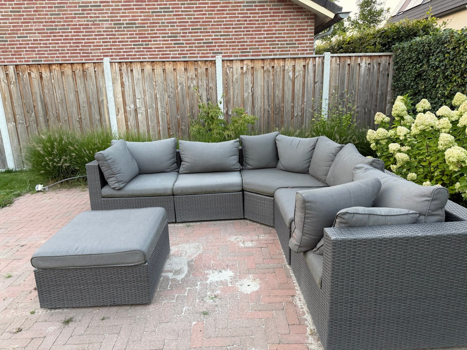 Loungeset antraciet, Tuin en Terras, Ophalen, Overige materialen, Gebruikt, 6 zitplaatsen