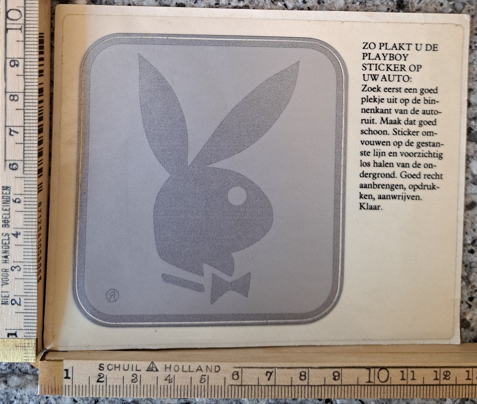Vintage sticker Playboy bunny logo voor op achterruit auto, Ophalen of Verzenden, Zo goed als nieuw