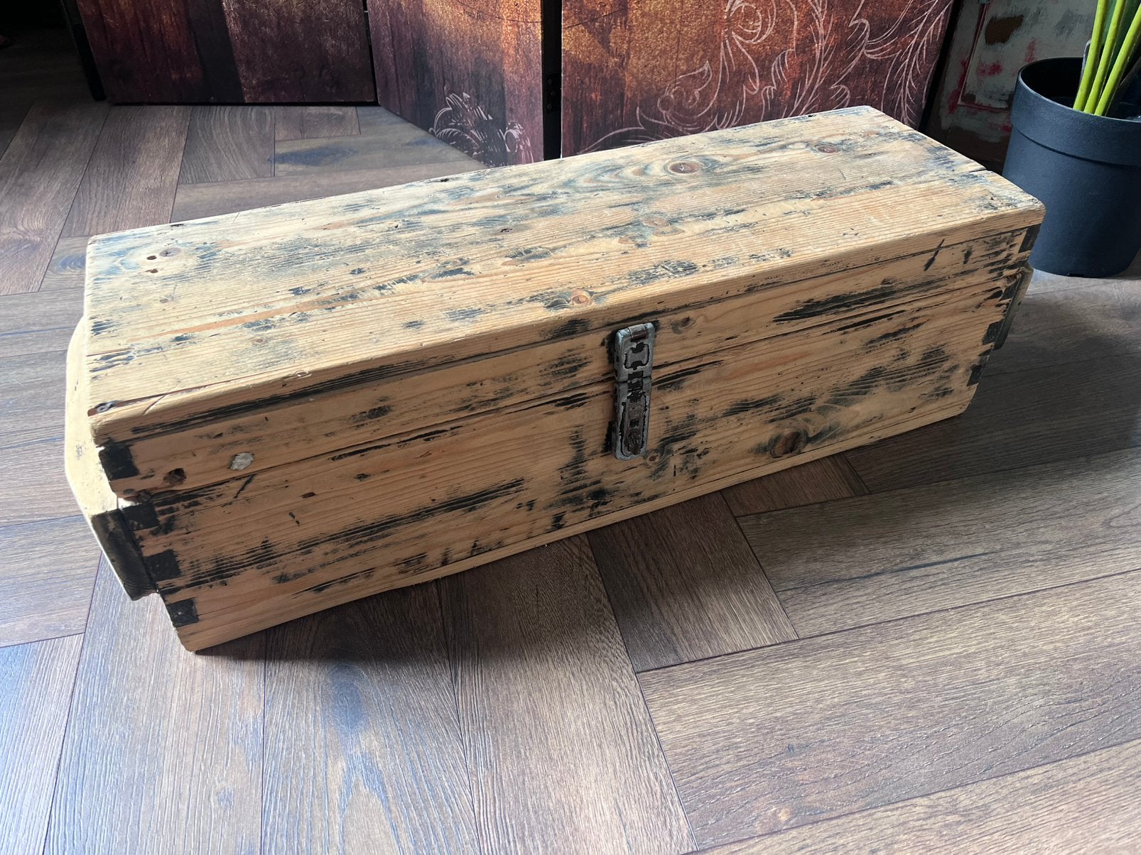 Vintage houten kist, Ophalen, Gebruikt, 50 tot 100 cm