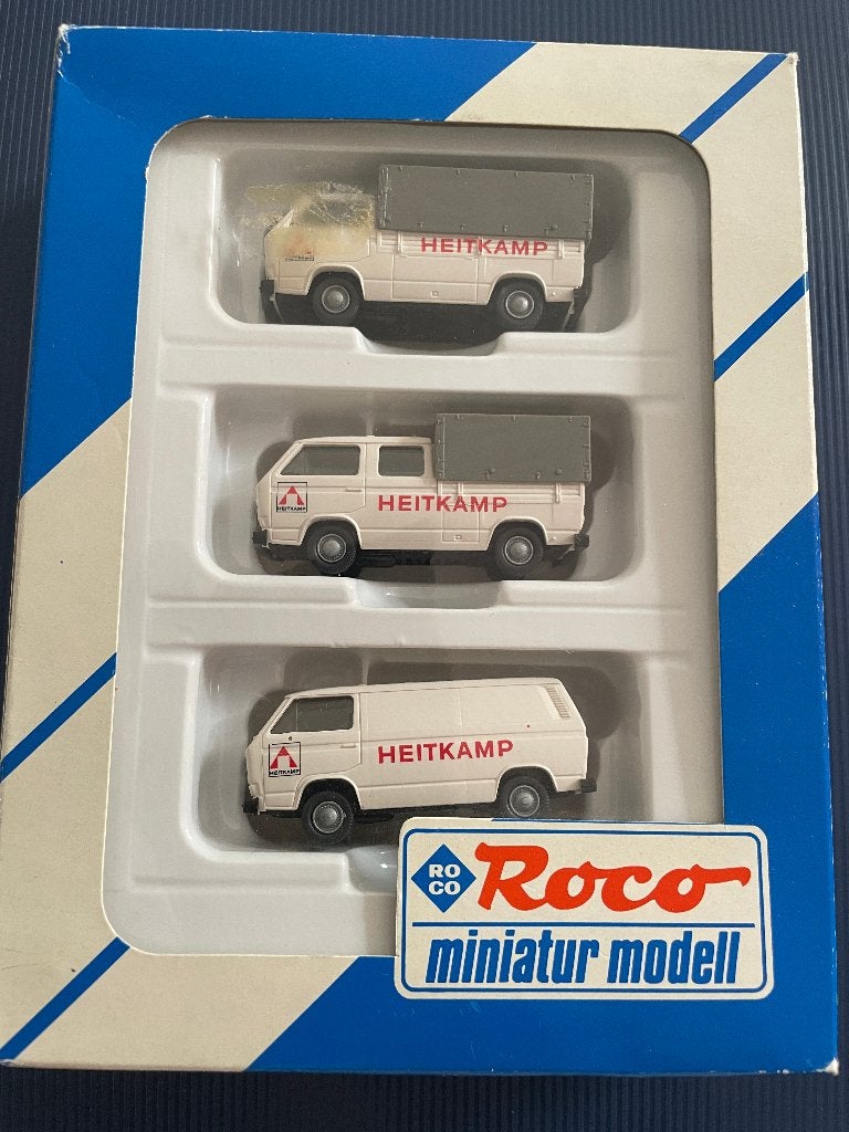 3x Volkswagen Transporter T3 Heitkamp set 1566 Roco HO 1:87, Ophalen of Verzenden, Nieuw, Bus of Vrachtwagen, Roco