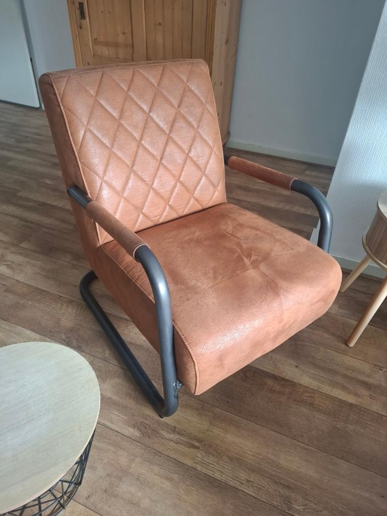 Fauteuil leer, Huis en Inrichting, Fauteuils, Ophalen, Zo goed als nieuw, 50 tot 75 cm, Leer