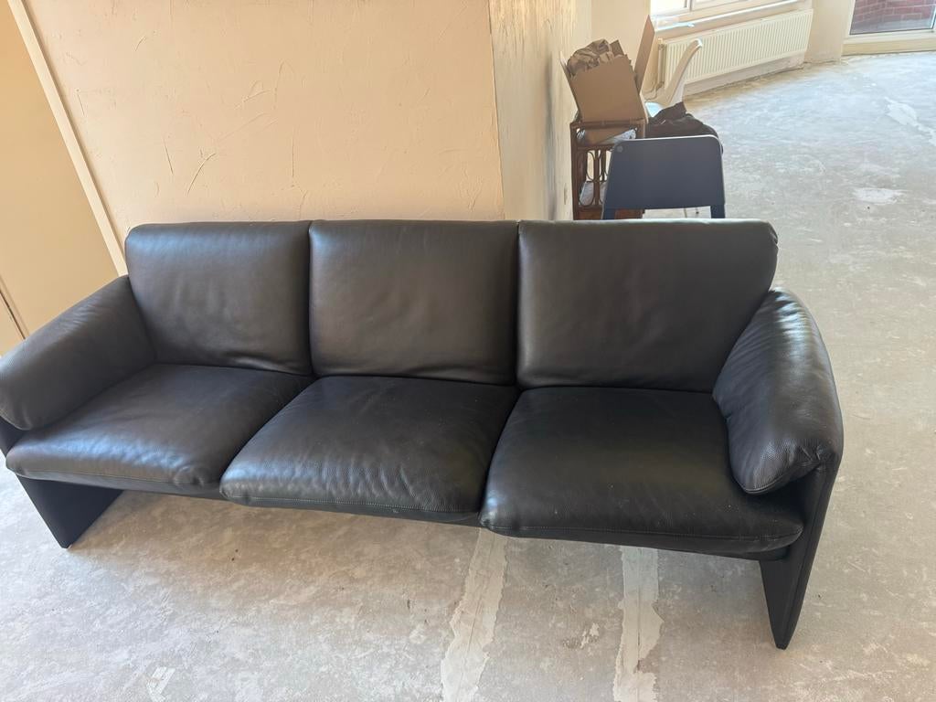 Leren bank 213 cm breed, Ophalen, Gebruikt, Driepersoons, 200 tot 250 cm