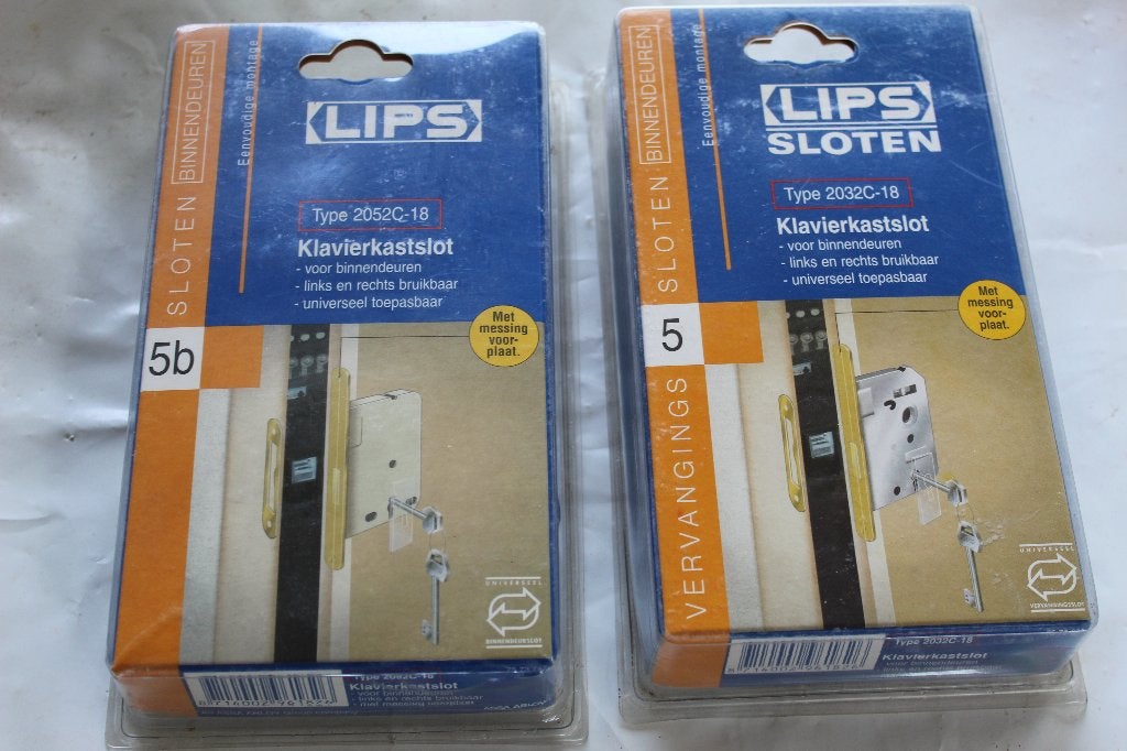 LIPS Klavierkastsloten - Type 2052C-18 en 2032C-18, Ophalen, Nieuw, Koper of Messing, Slot