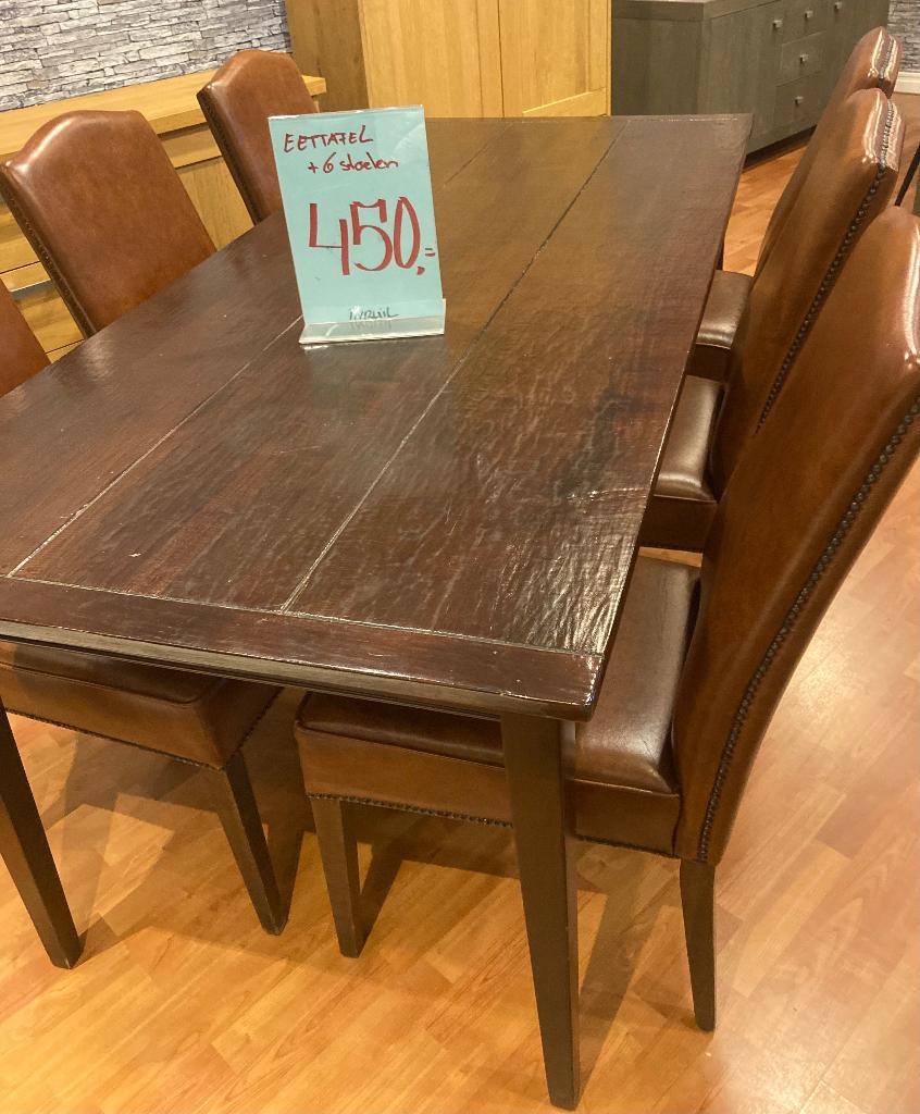 Eetkamertafel incl stoelen, Huis en Inrichting, Tafels | Eettafels, Ophalen, Gebruikt, Teakhout, 50 tot 100 cm