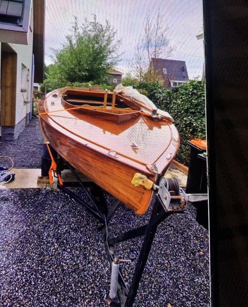 mahonie houten zeilboot, Ophalen, Zo goed als nieuw, Hout