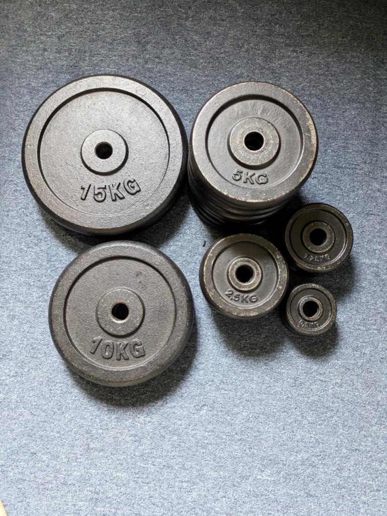 Nog 8,5 kg 30mm gietijzeren halterschijven, Sport en Fitness, Ophalen of Verzenden