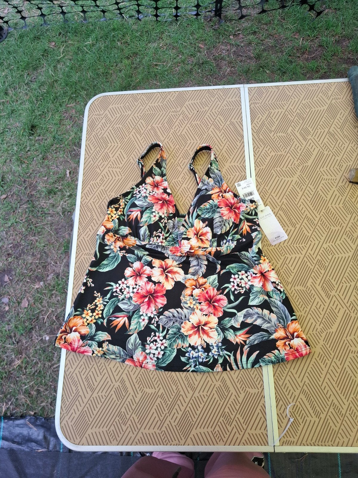 Nieuwe Lascana Tankini Top 38C Zwart met Bloemenprint, Kleding | Dames, Overige typen, Lascana, Zwart, Nieuw
