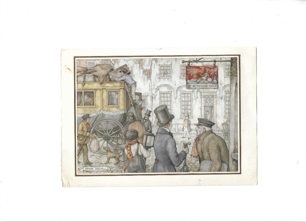 anton pieck  sinterklaas en piet  spaanse rijm  5/12'1962, 1960 tot 1980, Verzenden, Zo goed als nieuw, Prent