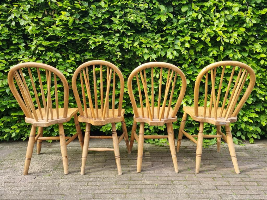 Set van 4 grenen Windsor stoelen, Ophalen, Gebruikt, Bruin, Vier