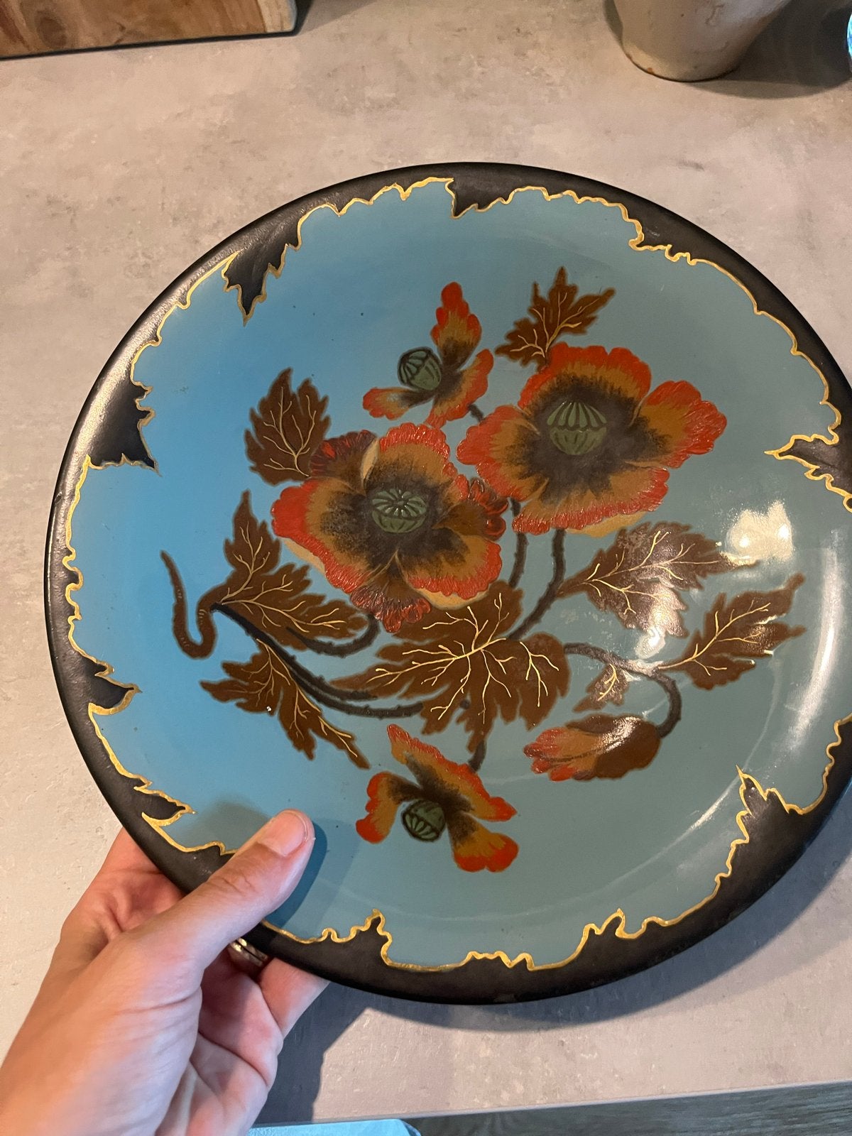Vintage Zuid Holland Gouda sierbord met bloemmotief, Ophalen of Verzenden