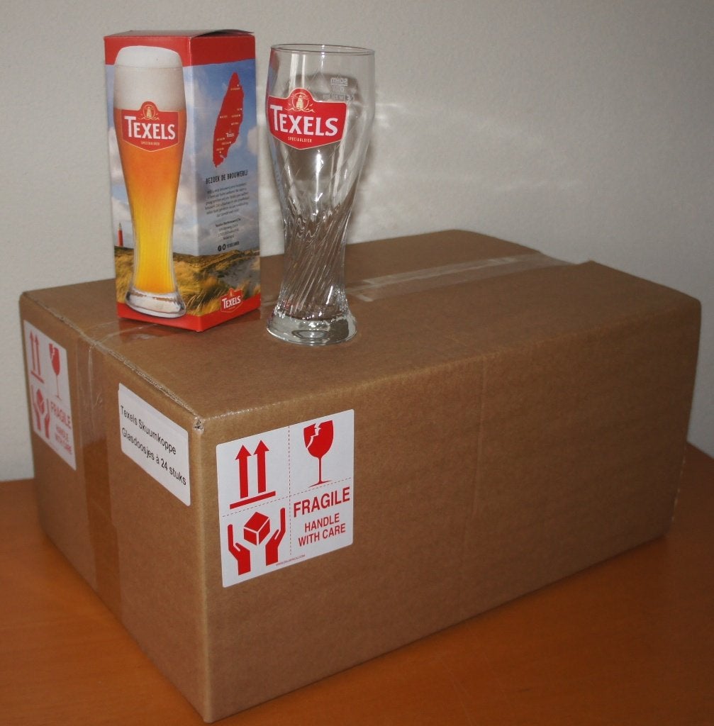 Doos met 24st. Texels Skuumkoppe Bierglazen (0,63 p/stuk), Ophalen of Verzenden, Zo goed als nieuw, Glas of Glazen, Overige merken