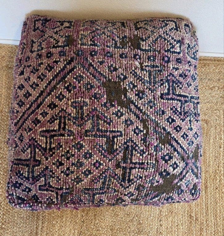 vintage kelim poef, berber zitkussen, Verzenden, Zo goed als nieuw, 50 tot 75 cm, 50 tot 75 cm