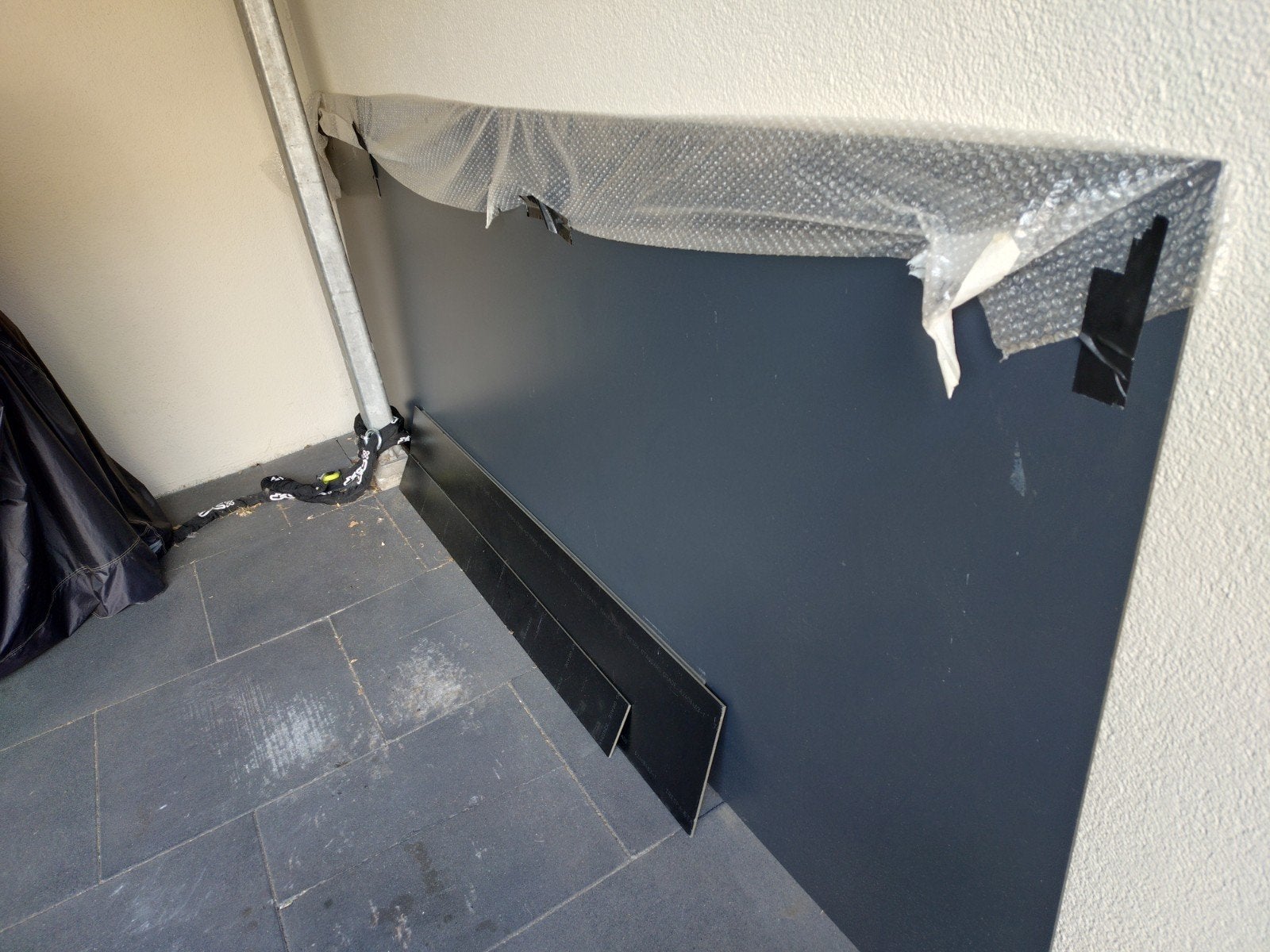 Trespa plaat RAL 7021 (3050x1240) met reststukken, Ophalen, Gebruikt, HPL, Minder dan 20 mm