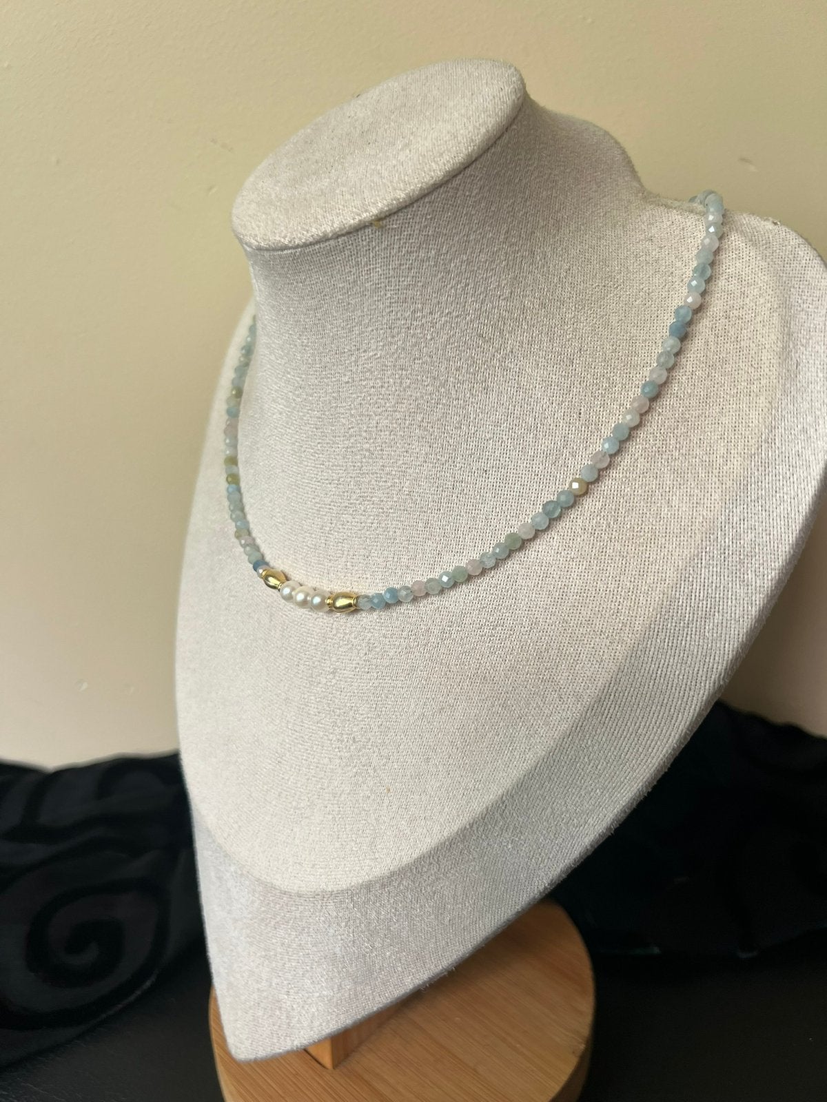 Aquamarijn AKOYA zoutwater parel morganiet beryl heliodoor, Sieraden, Tassen en Uiterlijk, Kettingen, Blauw, Magnolia11, Nieuw