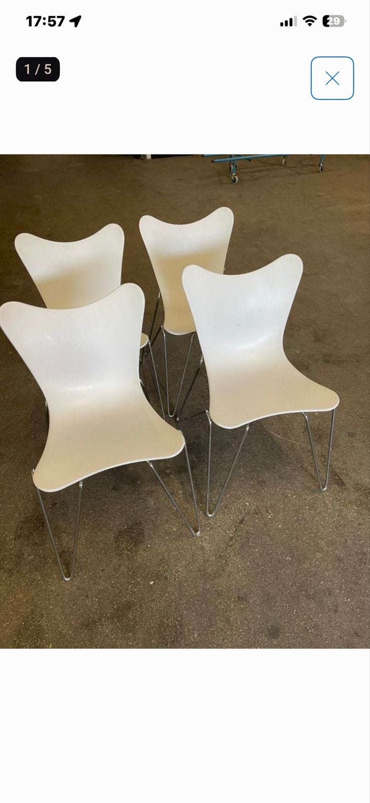 Set van 4 Casprini Trip stoelen - Wit met chroom onderstel, Huis en Inrichting, Stoelen, Kunststof, Gebruikt, Wit, Ophalen of Verzenden