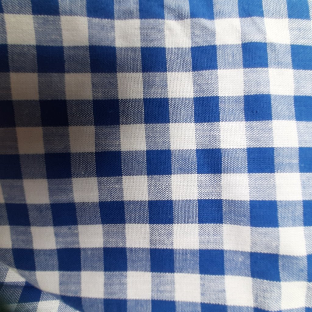 5 grote coupons frisse katoen,  blauw-wit ruitje., Blauw, 120 cm of meer, Ophalen of Verzenden, Katoen