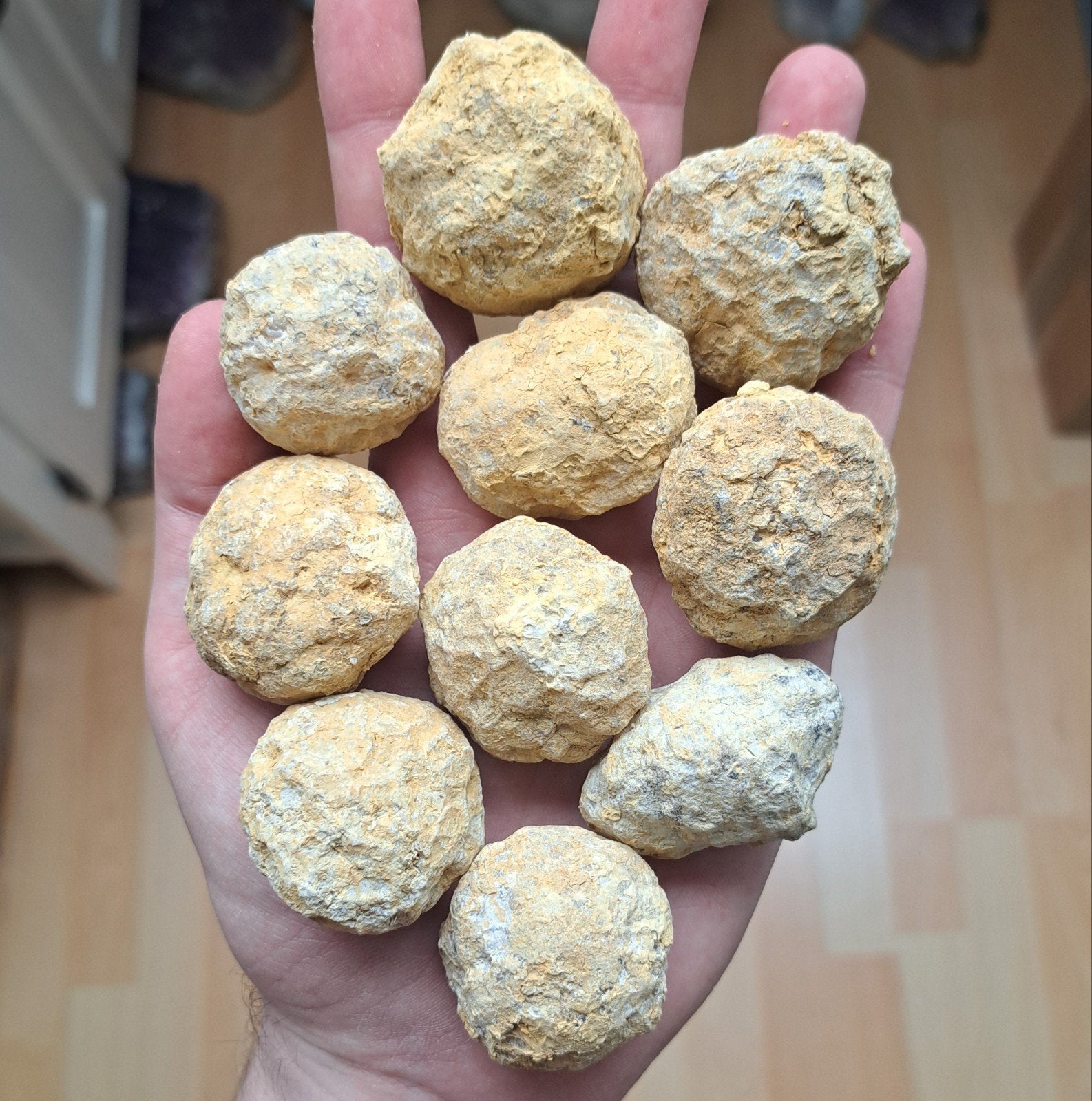 10x Bergkristal Geode om zelf te kraken edelstenen Geodes, Verzamelen, Ophalen of Verzenden