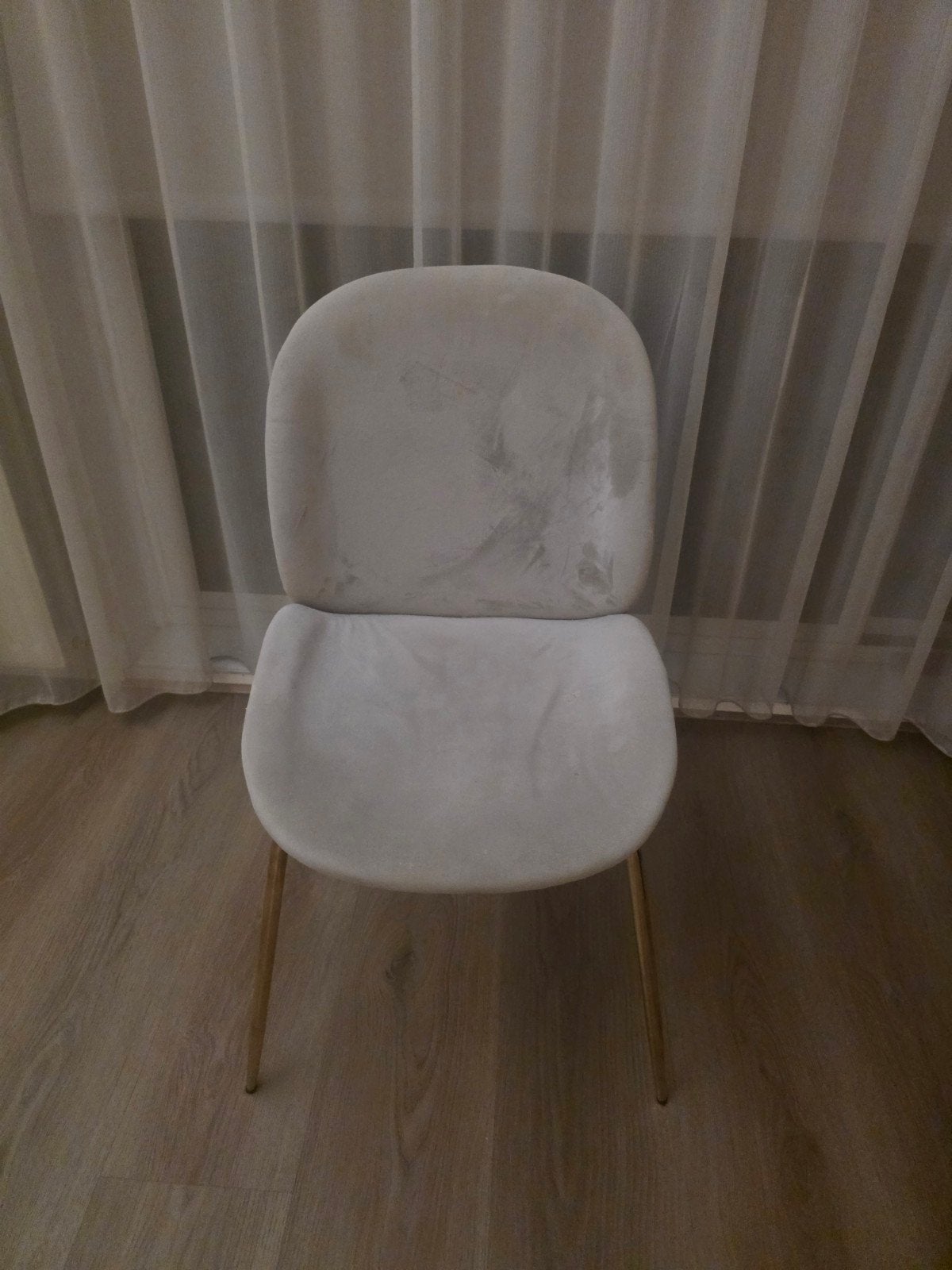 4x Stijlvolle eetkamerstoel - Beige velours, Huis en Inrichting, Ophalen, Modern, Scandinavisch, Zo goed als nieuw, Metaal