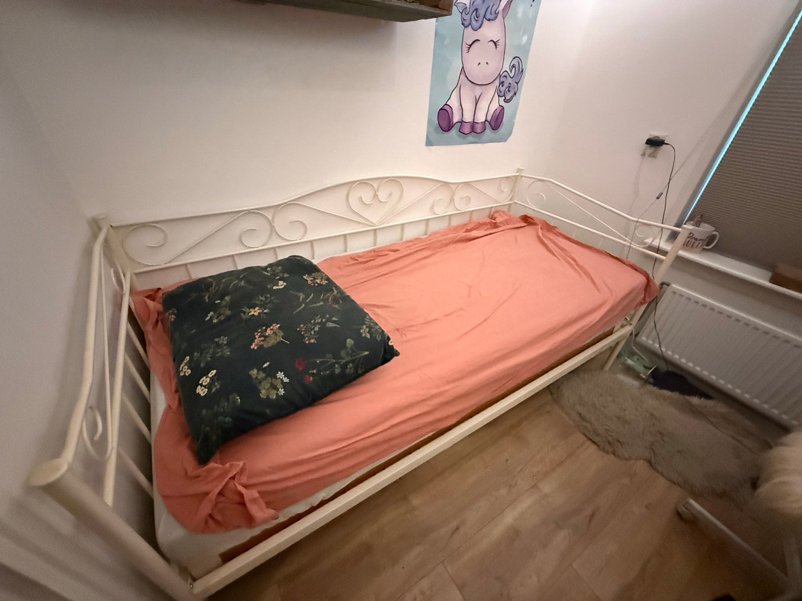 Stalen eenpersoonsbed 200x90 met matras, Ophalen, Gebruikt, 90 cm, Eenpersoons