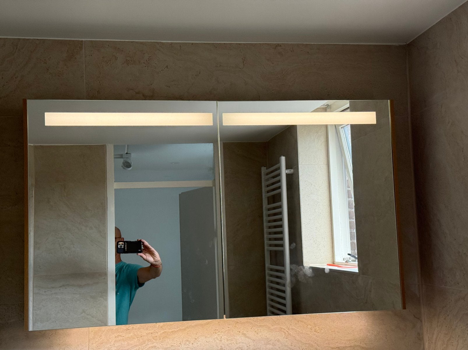 Nieuw in doos: 2-deurs badkamer spiegelkast (120x70x14,5), Ophalen, Spiegelkast, 100 tot 150 cm, Nieuw