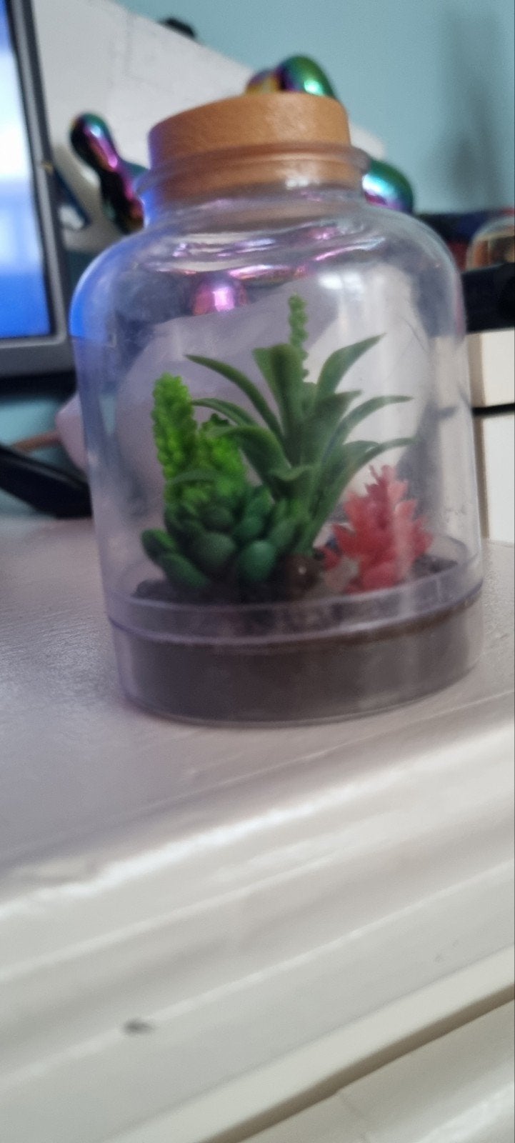 Miniatuur Terrarium met Kunstplantjes, Huis en Inrichting, Ophalen, Groen, Nieuw, Kunststof