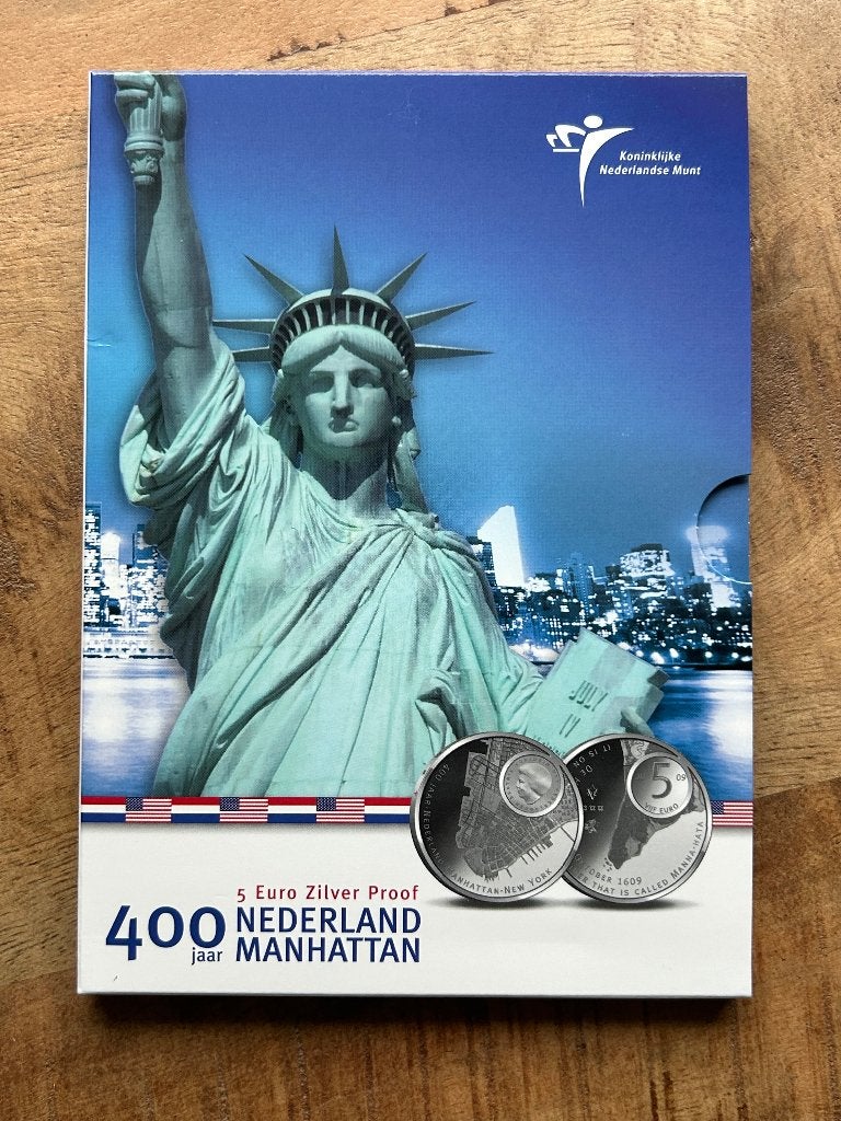 Zilveren 5 euro 400 jaar Nederland Manhattan, Postzegels en Munten, Munten | Nederland, Ophalen of Verzenden, Koningin Beatrix