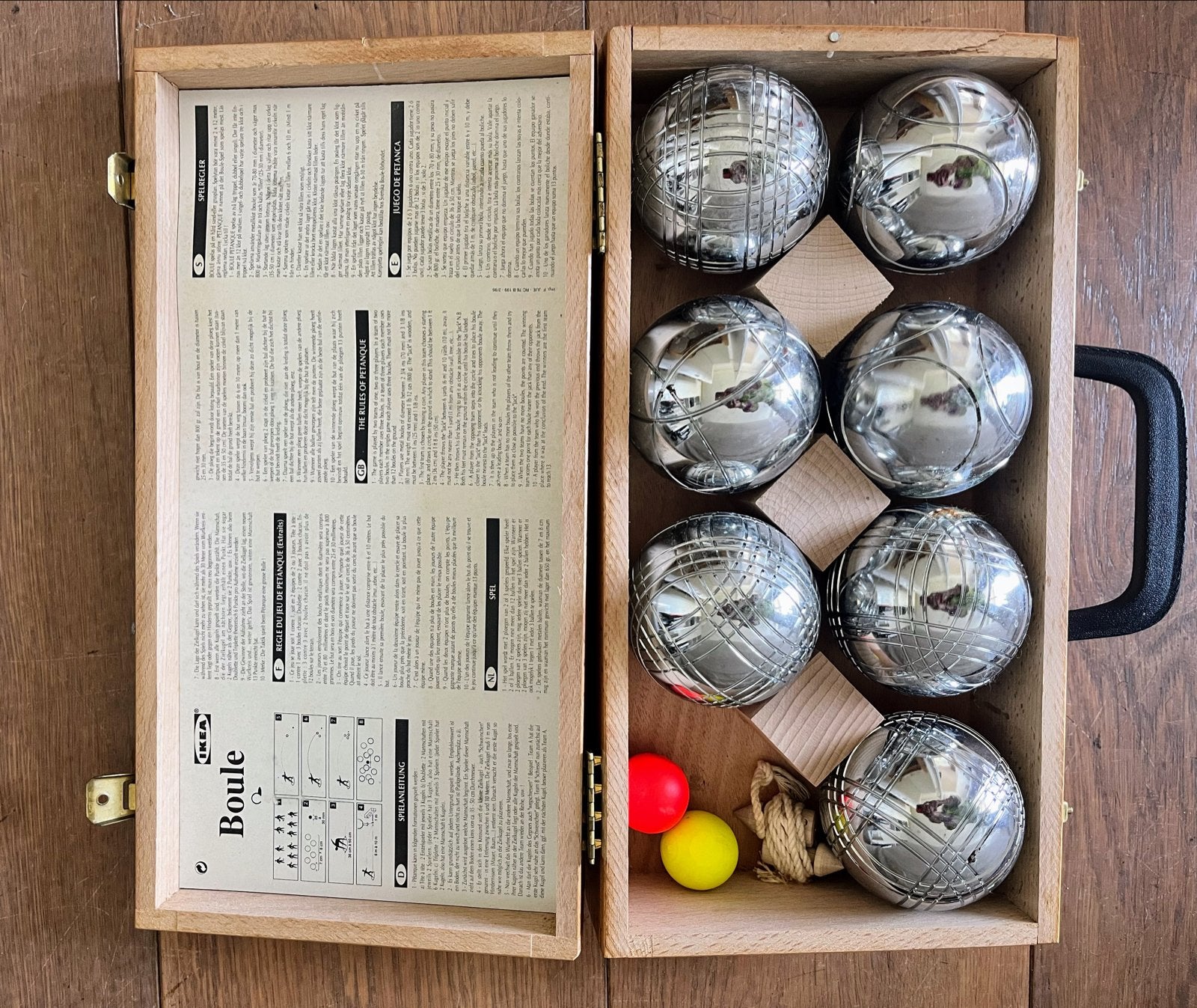 Vintage IKEA Jeu-de-Boules Set in Houten Kist (7 Boules), Ophalen of Verzenden, Gebruikt