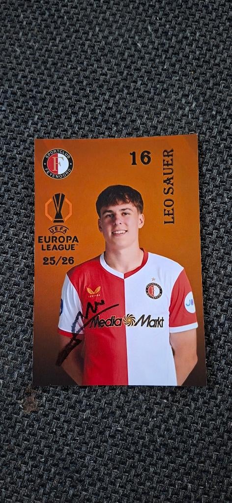Foto met handtekening; Leo Sauer # Feyenoord, Ophalen of Verzenden, Nieuw, Feyenoord, Overige typen