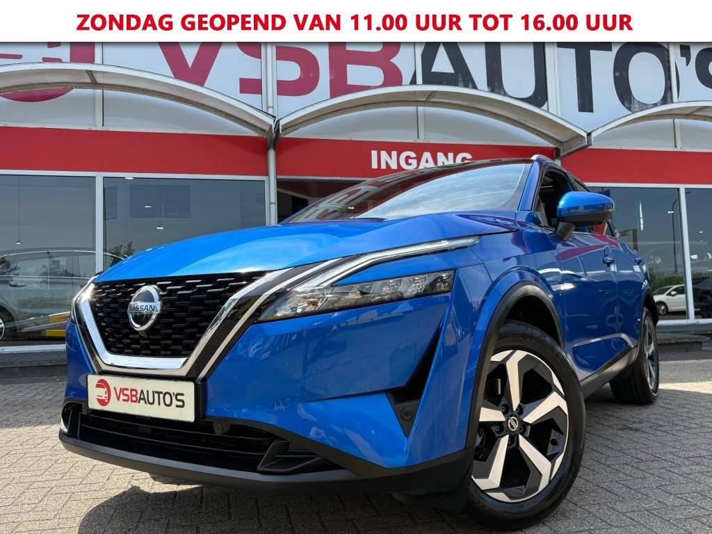 Nissan QASHQAI 1.3 MHEV AUT. 158PK LED PANO-DAK NAVI 360-CAM, Auto's, Automaat, Gebruikt, Met garantie (alle), Blauw