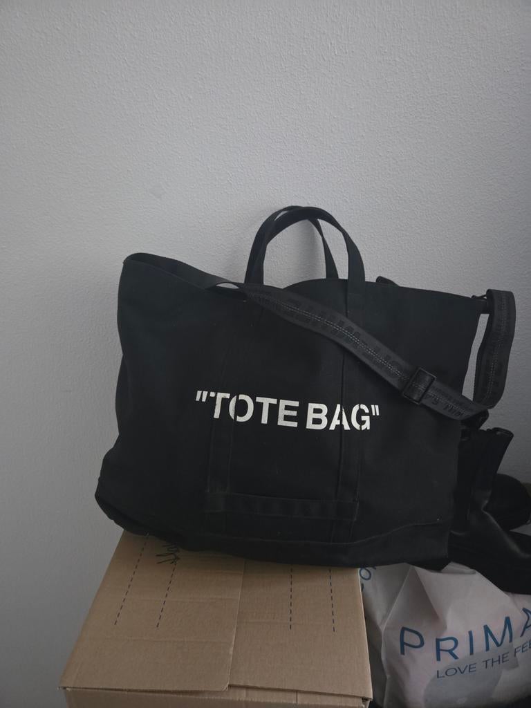 Off-White Virgil Abloh "TOTE BAG" Shopper, Ophalen of Verzenden, Gebruikt, Zwart, Shopper