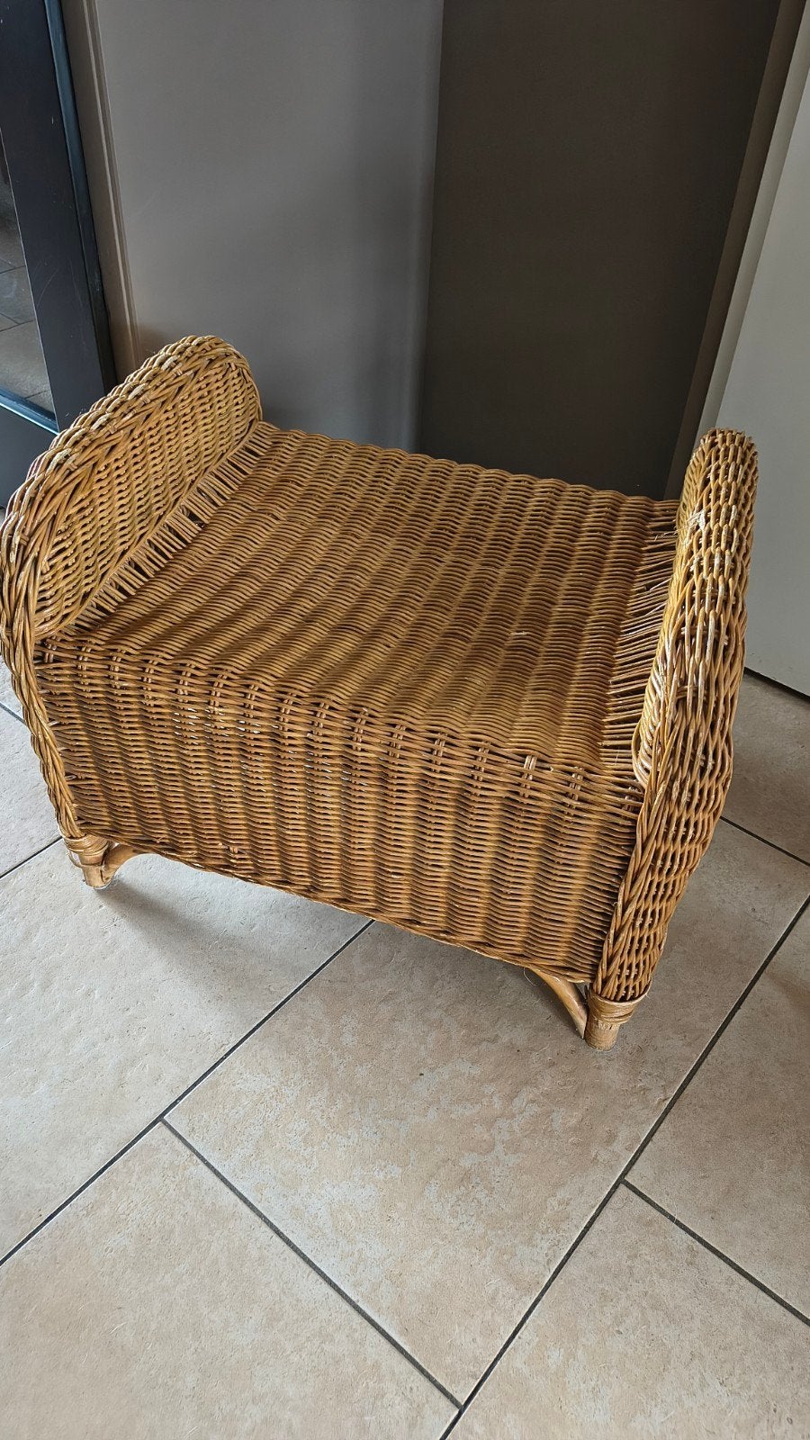 Rotan hocker (voetenbankje), Ophalen, 50 tot 75 cm, Riet of Rotan, Rechthoekig