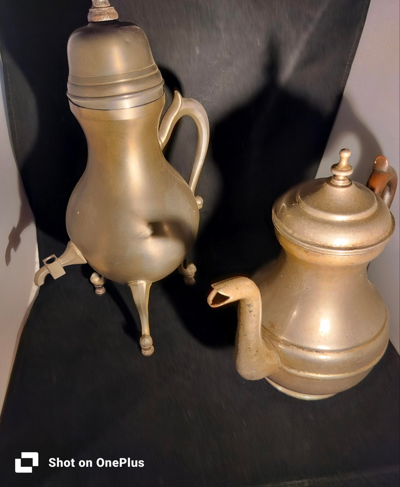 2 Antieke Tinnen Schenkkannen - Vintage Decoratie, Antiek en Kunst, Ophalen of Verzenden