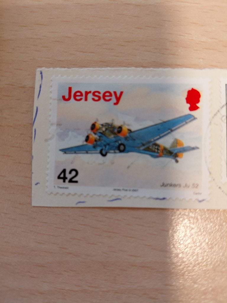 Jersey, transportvliegtuig Junkers Ju 52, Verzenden, Overige landen, Gestempeld