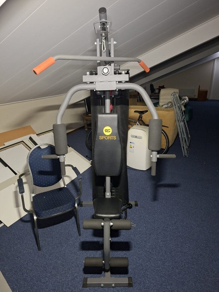 thuissportschool + fitnessfiets - 140 kg, veel spullen, Ophalen, Zo goed als nieuw, Benen