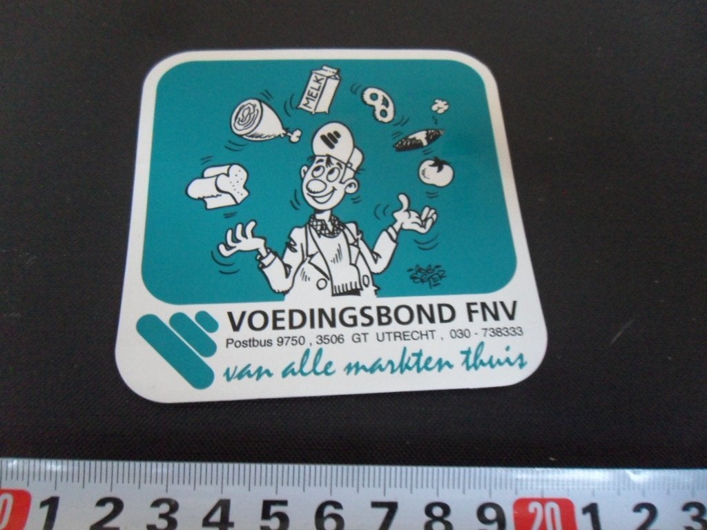 sticker strip rob gorter voedingsbond FNV melk brood tabak, Verzamelen, Ophalen of Verzenden, Zo goed als nieuw