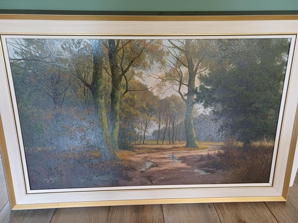 Schilderij W.J. Alberts - Bosgezicht met pad, Antiek en Kunst, Kunst | Schilderijen | Klassiek, Ophalen