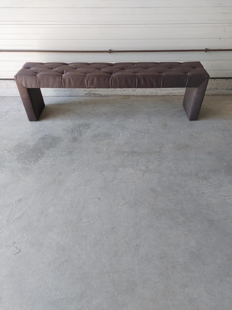 Gestoffeerde bank - bruin/antraciet - 162x32x45 cm, Minder dan 50 cm, Gebruikt, 125 cm of meer, Stof